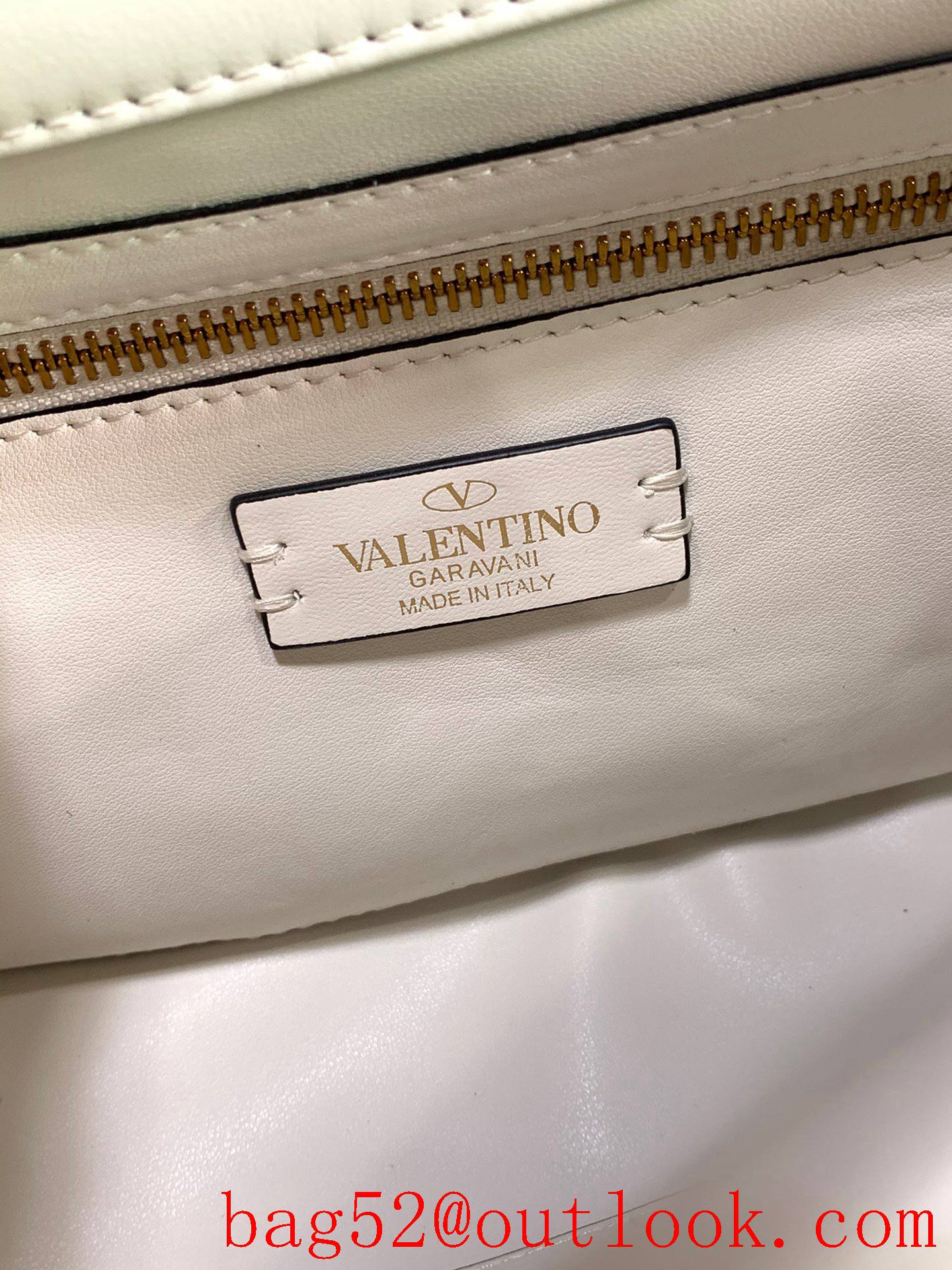 Valentino Large Roman Stud Shoulder Bag with Chain Cream