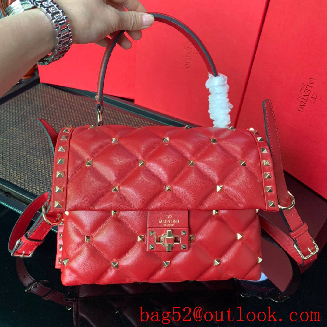Valentino Candystud Real Leather Bag Handbag Red