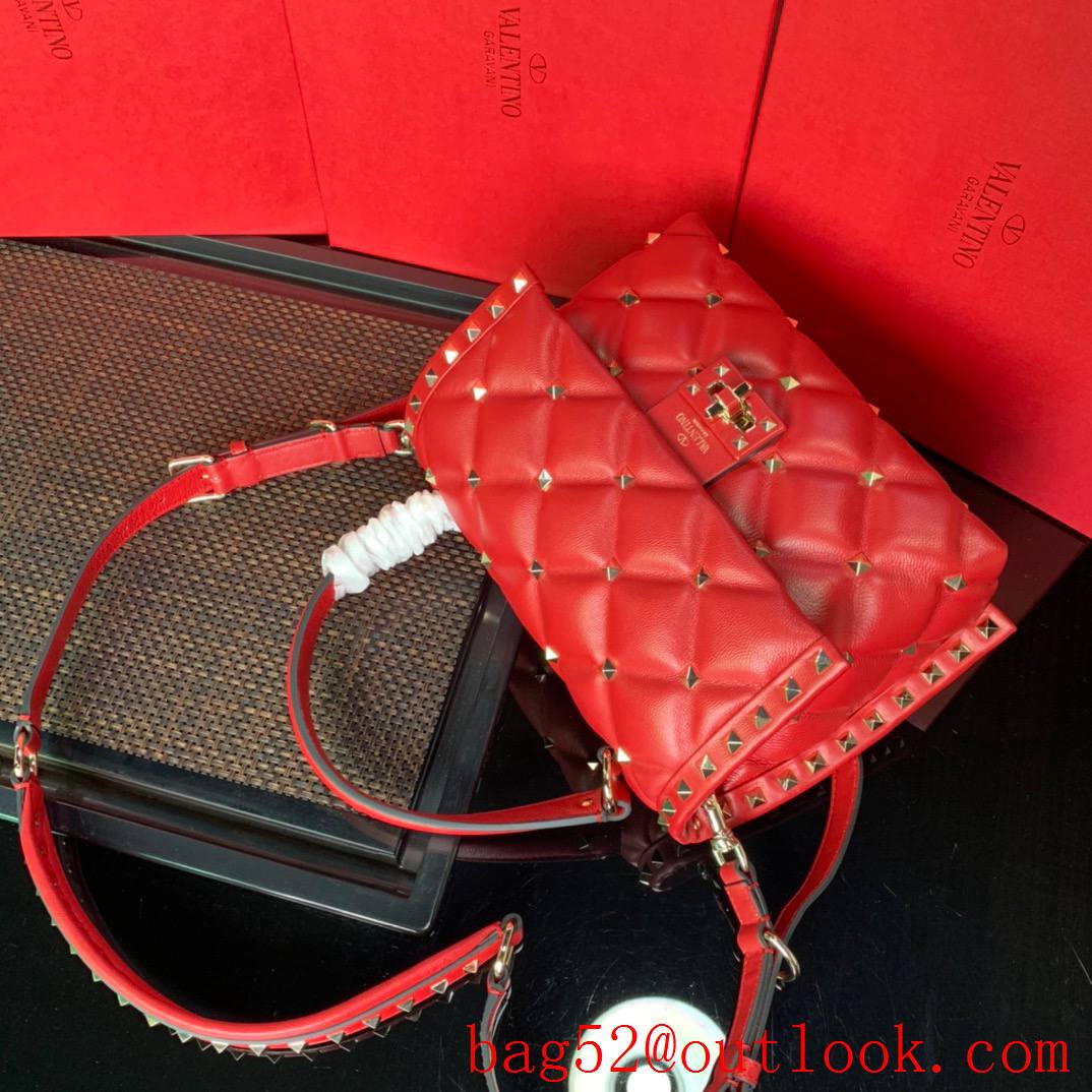 Valentino Candystud Real Leather Bag Handbag Red