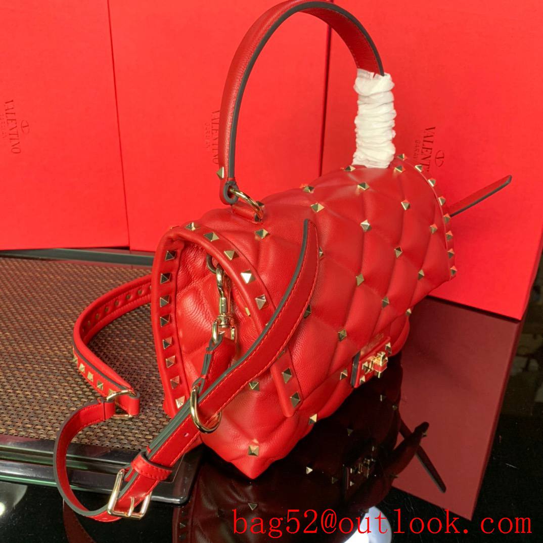 Valentino Candystud Real Leather Bag Handbag Red