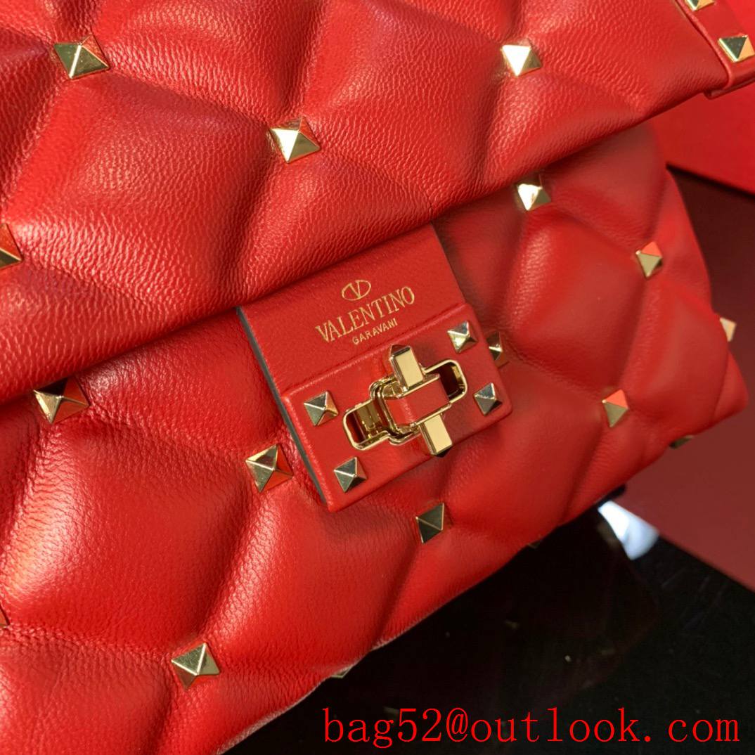 Valentino Candystud Real Leather Bag Handbag Red