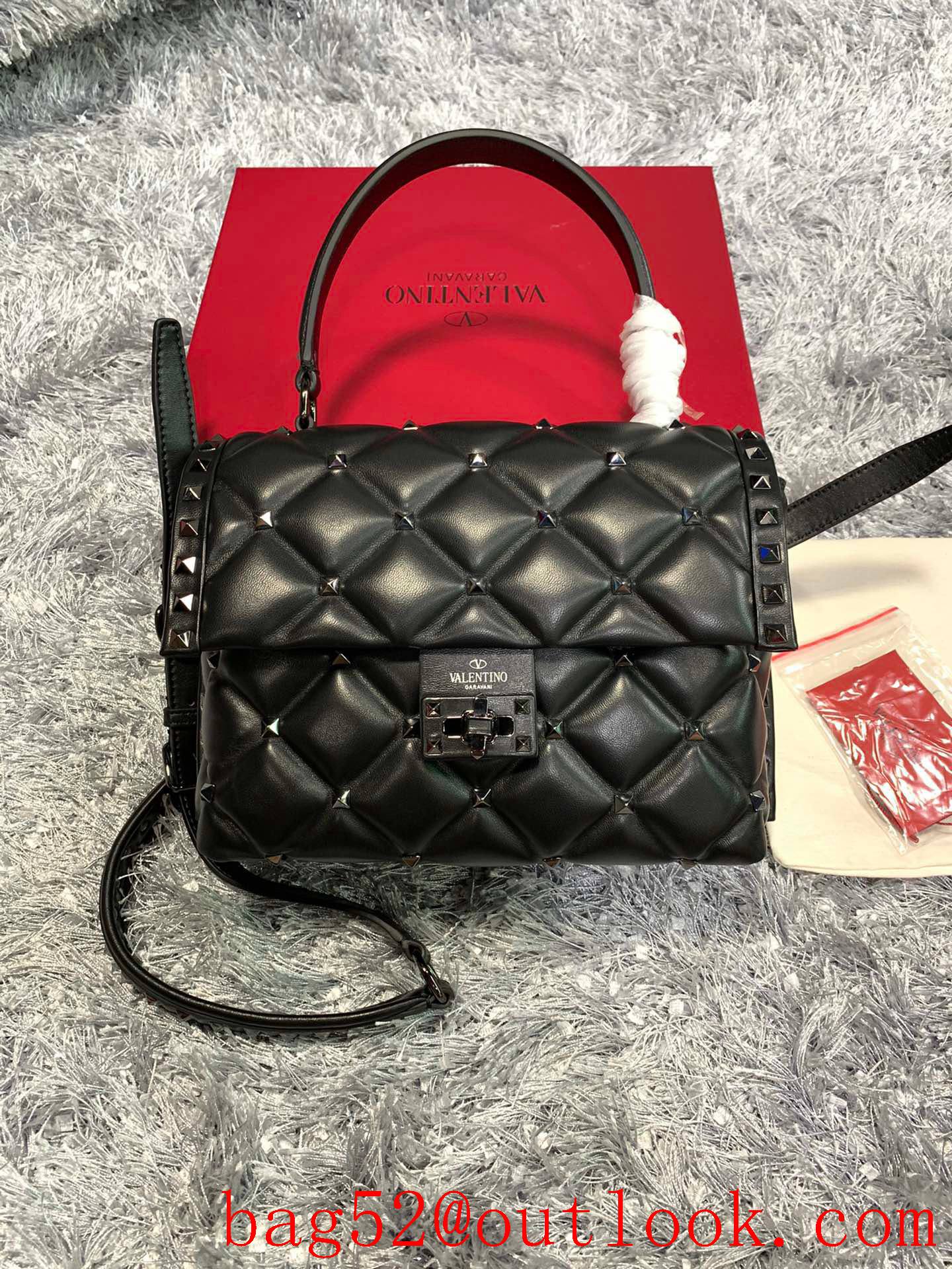 Valentino Candystud Real Leather Bag Handbag Black