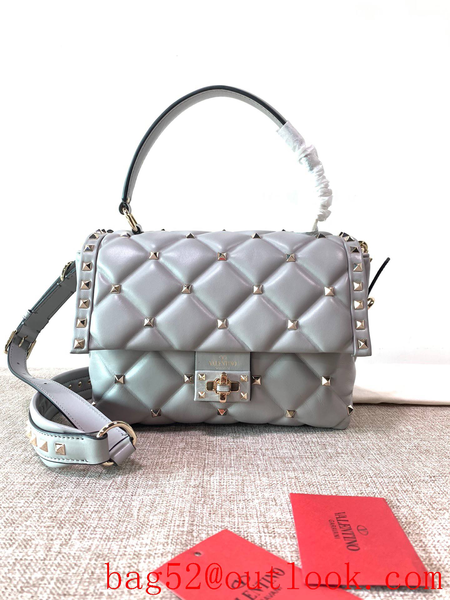 Valentino Candystud Real Leather Bag Handbag Gray