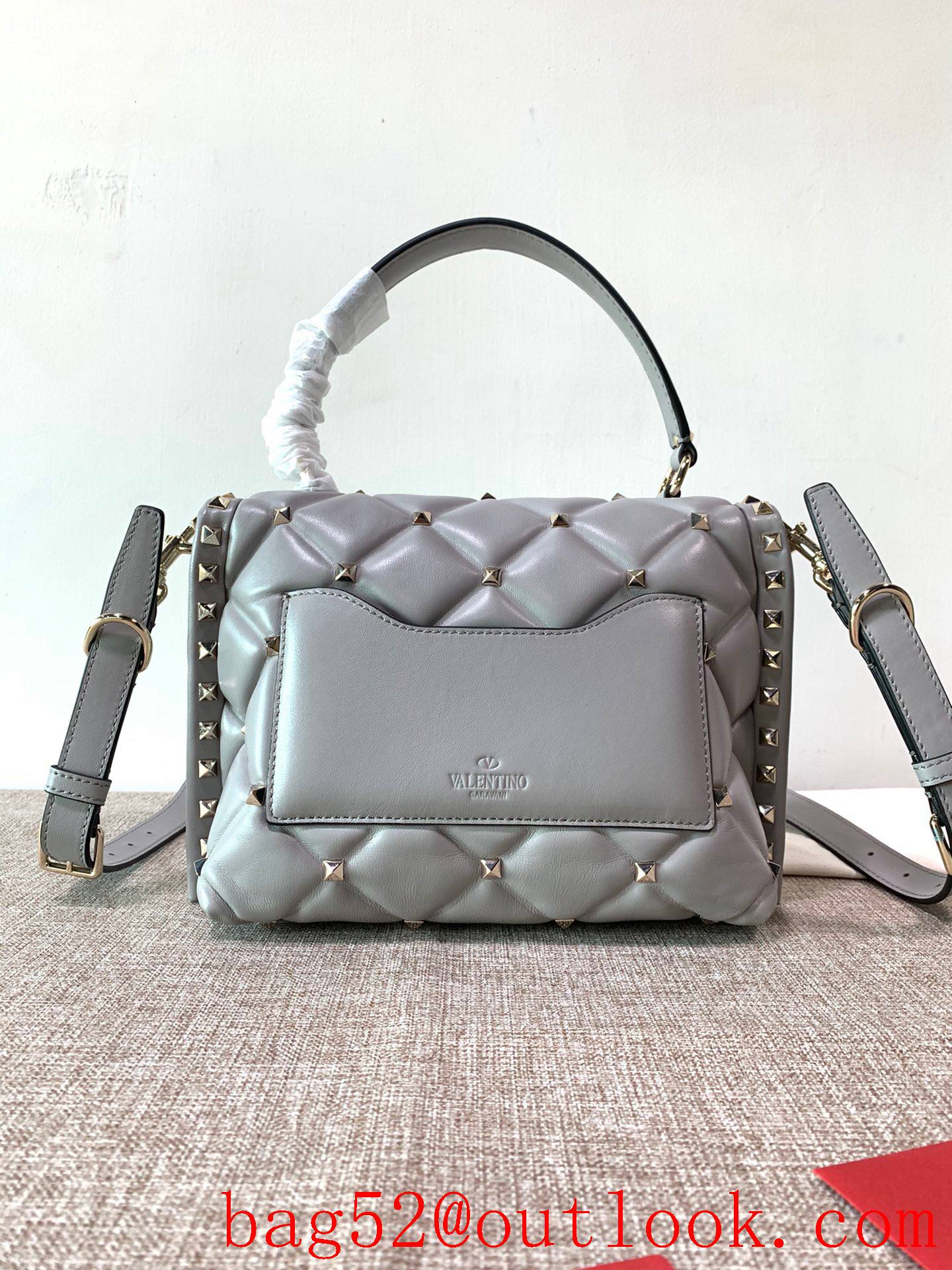 Valentino Candystud Real Leather Bag Handbag Gray