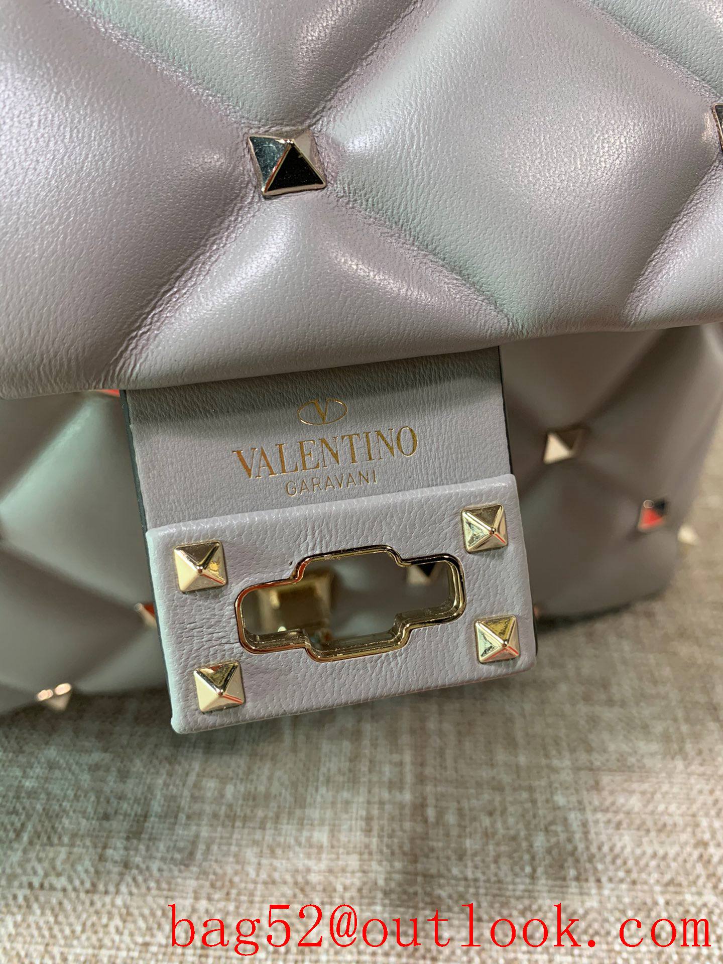 Valentino Candystud Real Leather Bag Handbag Gray