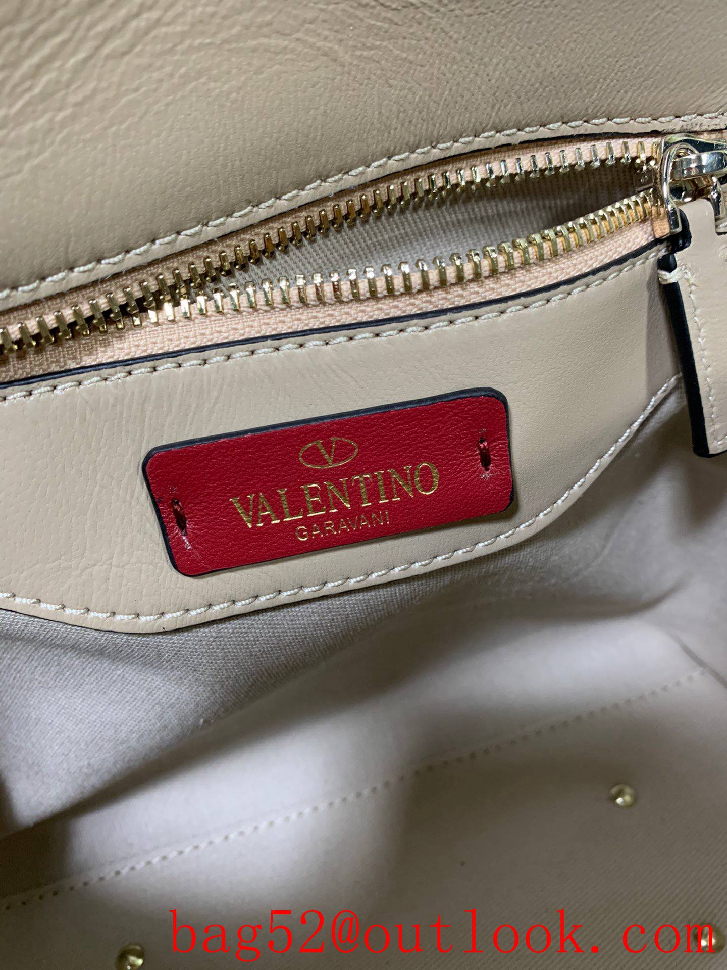 Valentino Candystud Real Leather Bag Handbag Beige