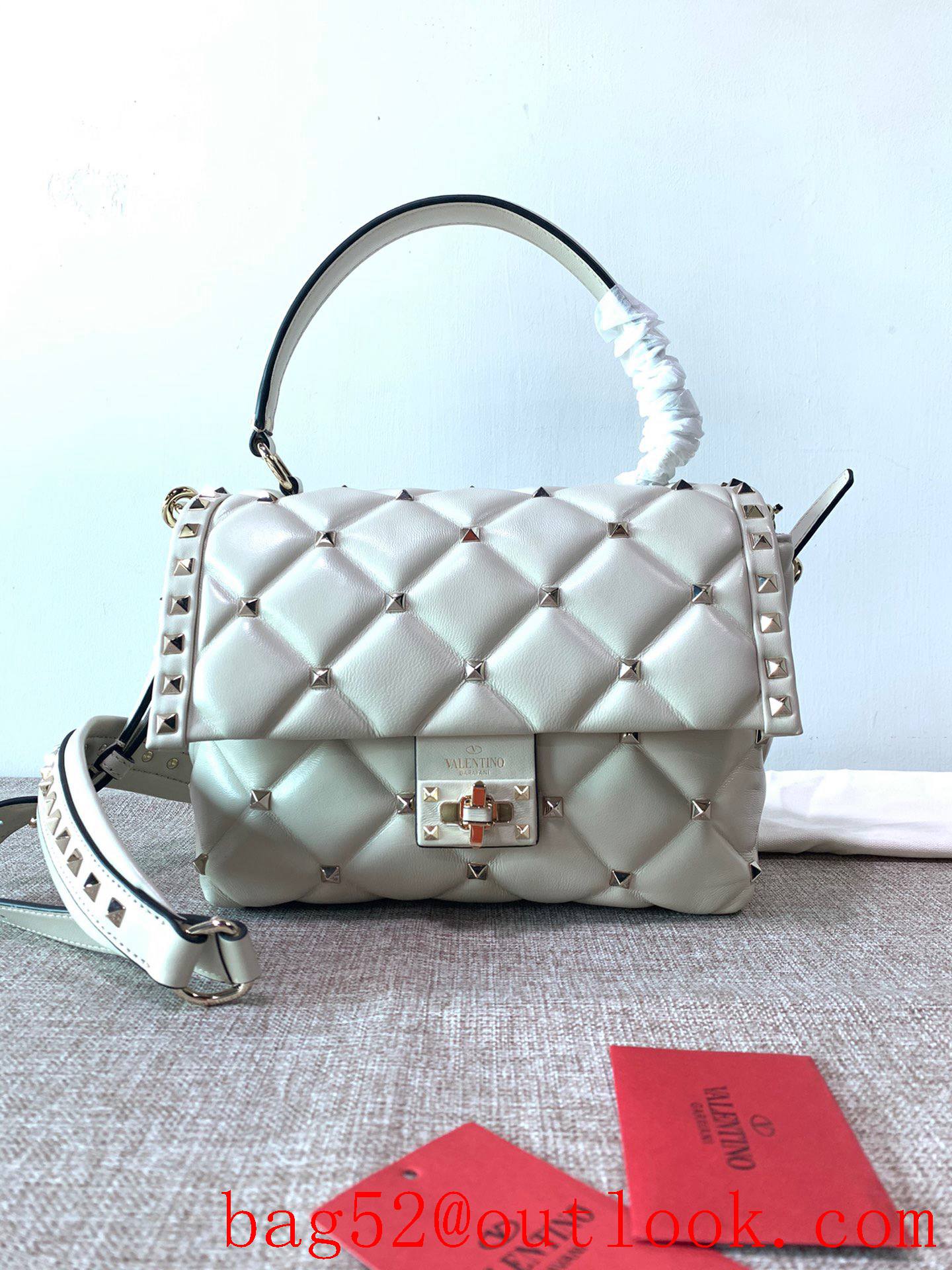 Valentino Candystud Real Leather Bag Handbag Cream
