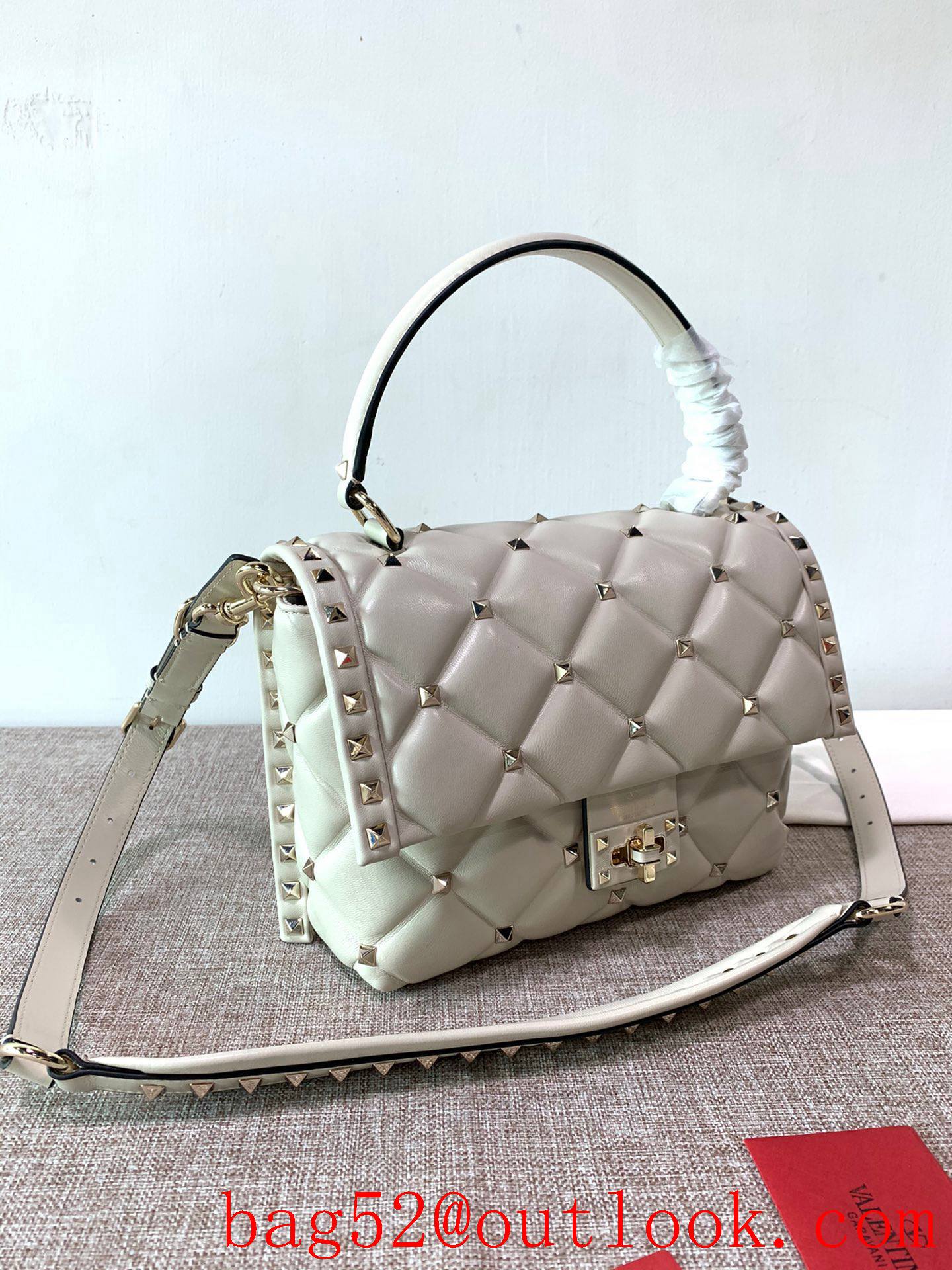 Valentino Candystud Real Leather Bag Handbag Cream