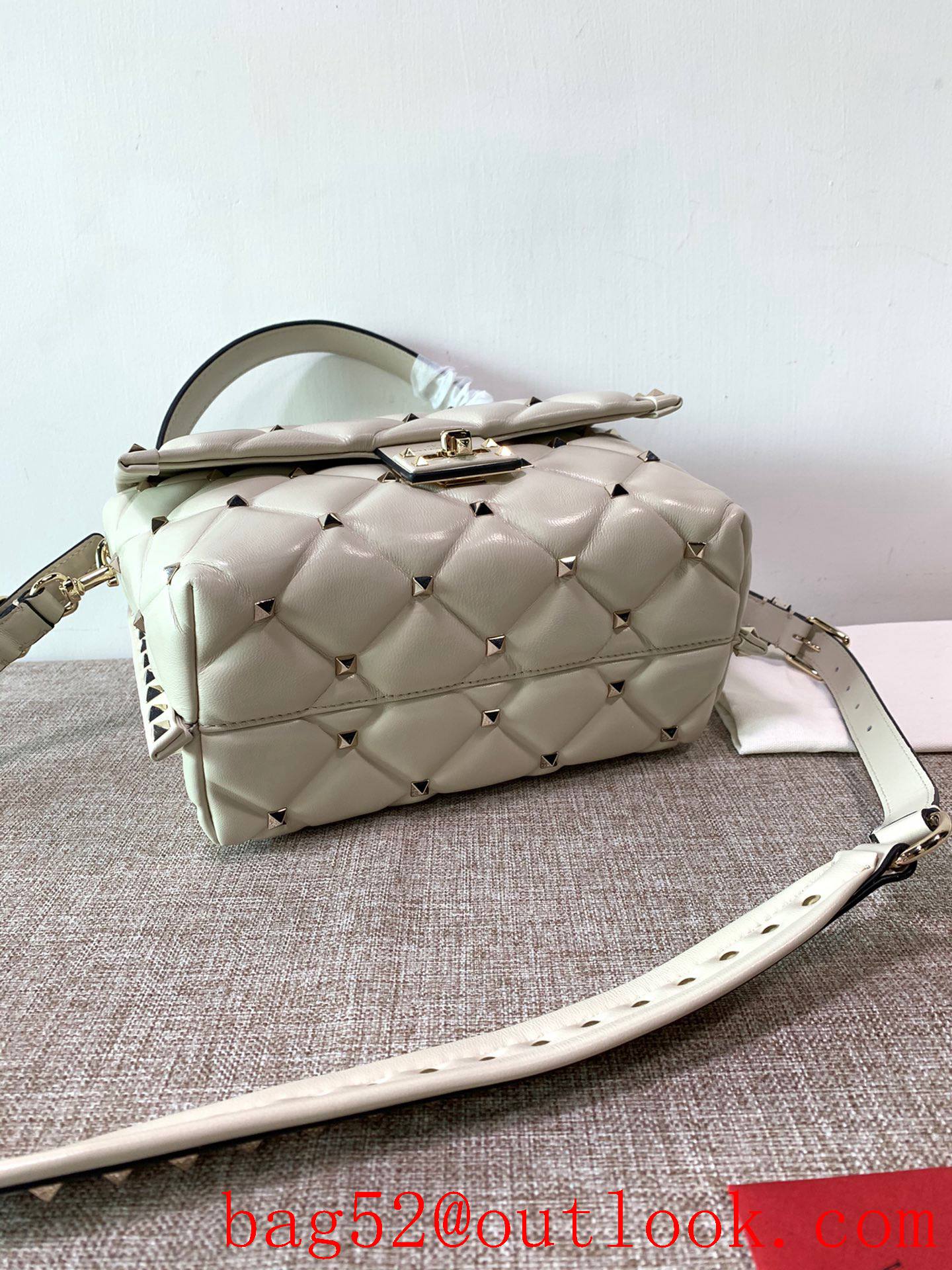 Valentino Candystud Real Leather Bag Handbag Cream