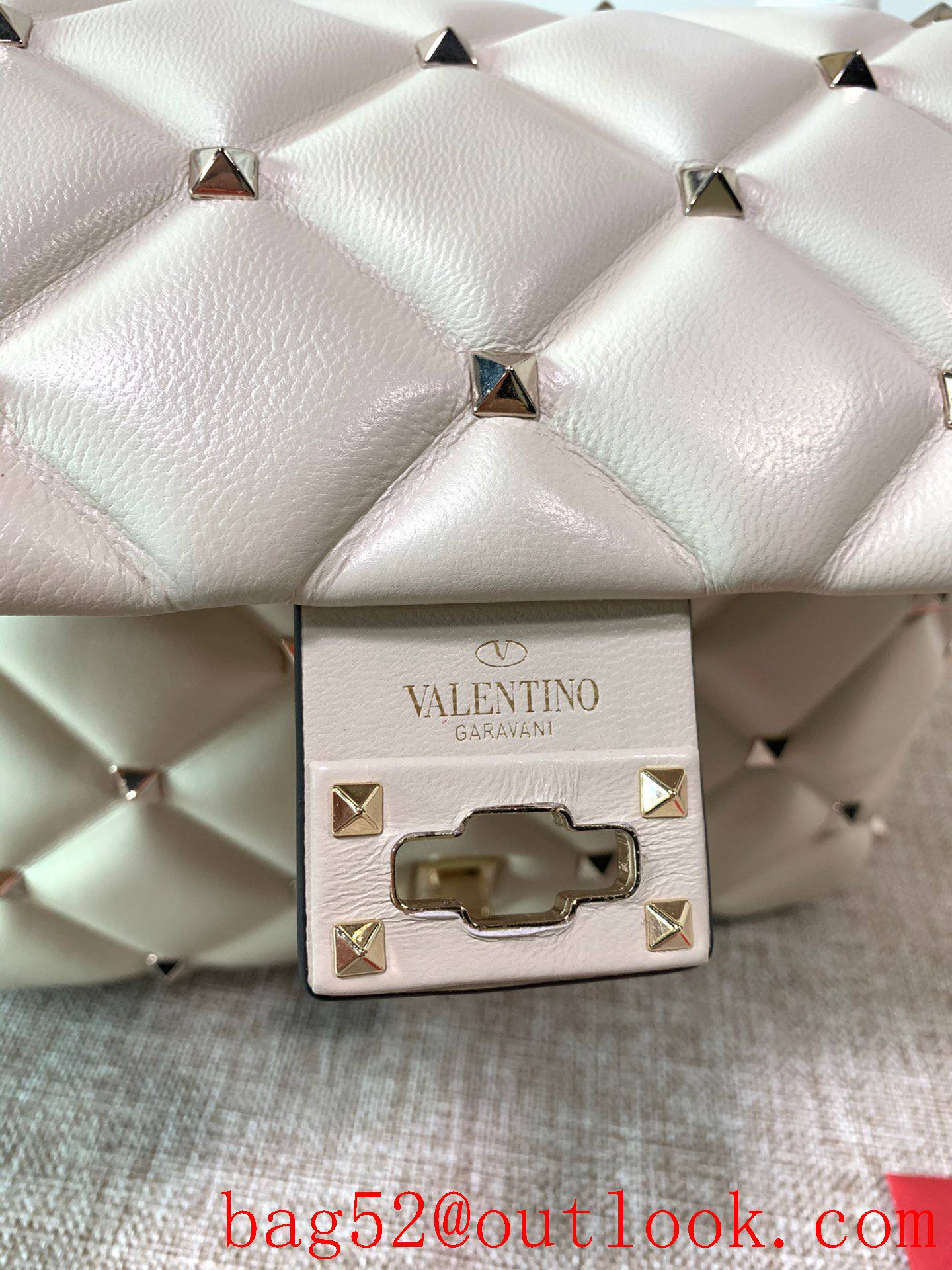 Valentino Candystud Real Leather Bag Handbag Cream