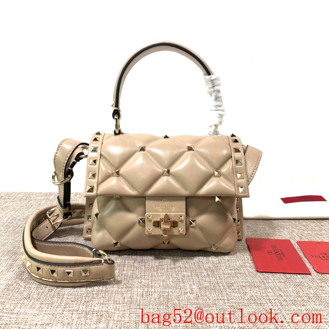 Valentino Candystud mini Real Leather Bag handbag Beige