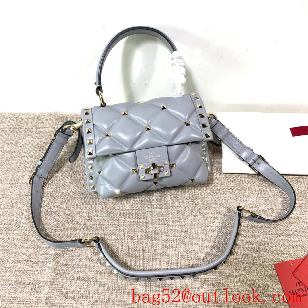 Valentino Candystud mini Real Leather Bag handbag Gray