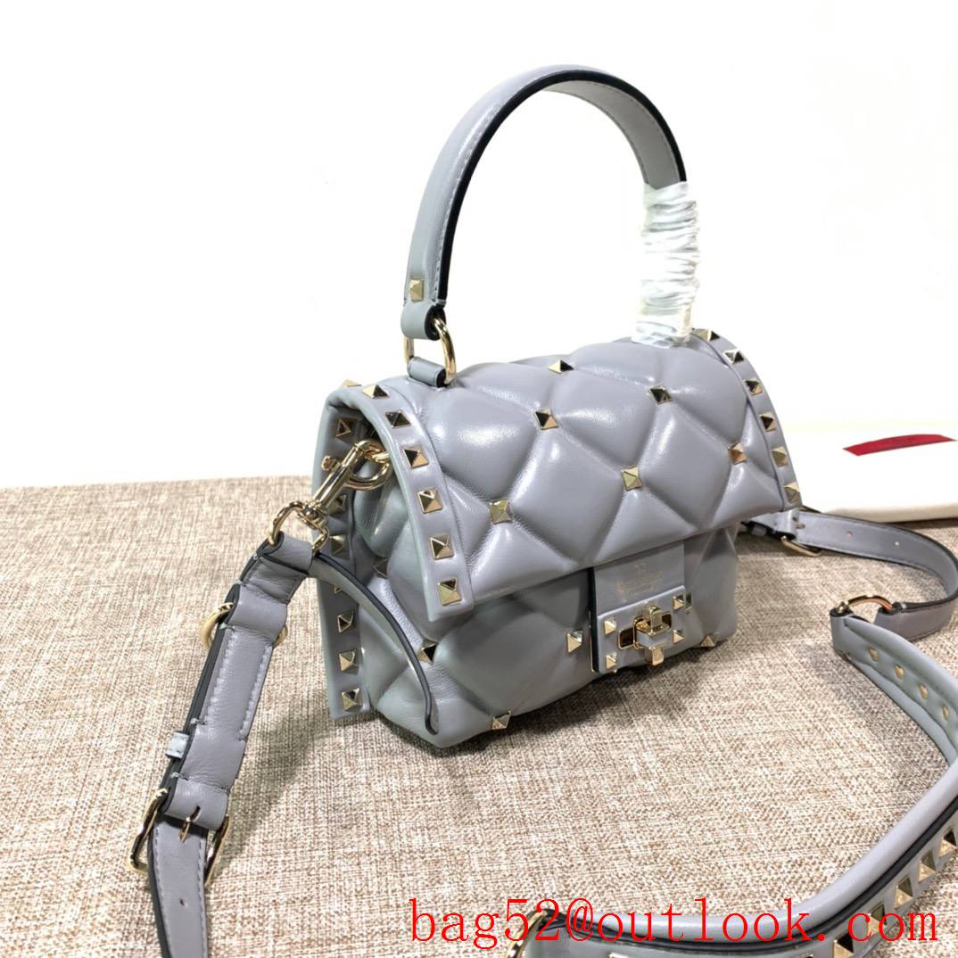 Valentino Candystud mini Real Leather Bag handbag Gray