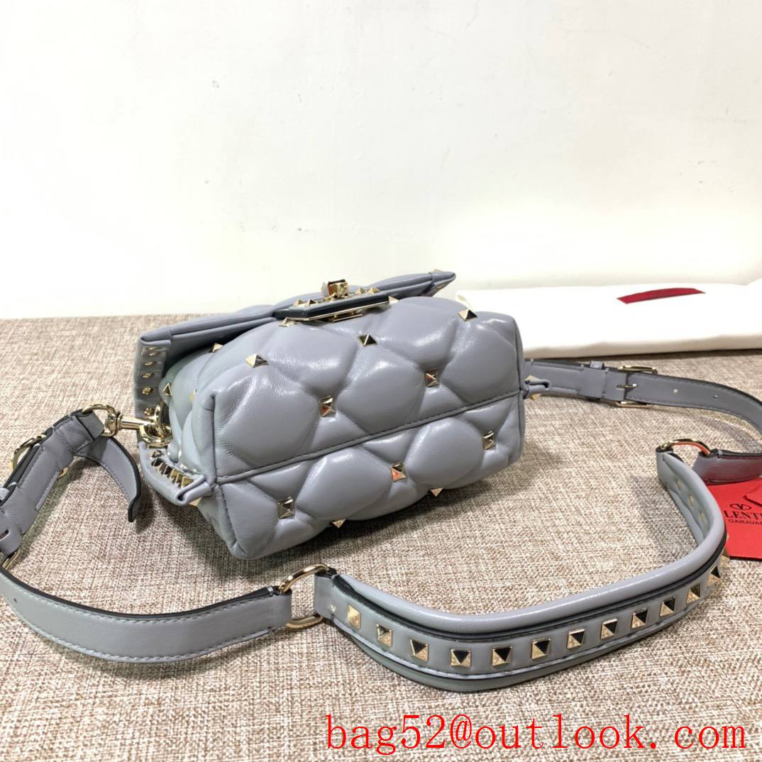 Valentino Candystud mini Real Leather Bag handbag Gray