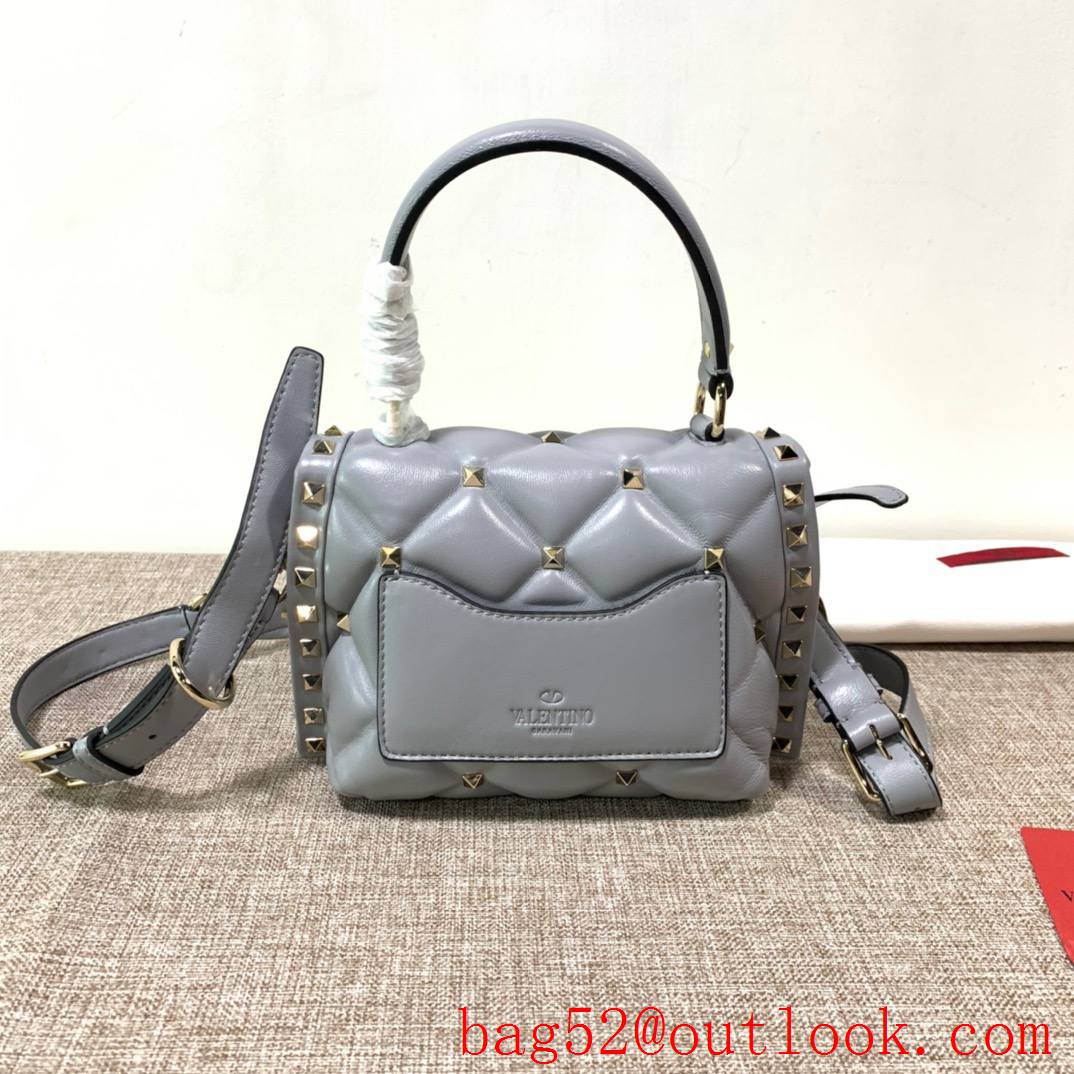 Valentino Candystud mini Real Leather Bag handbag Gray