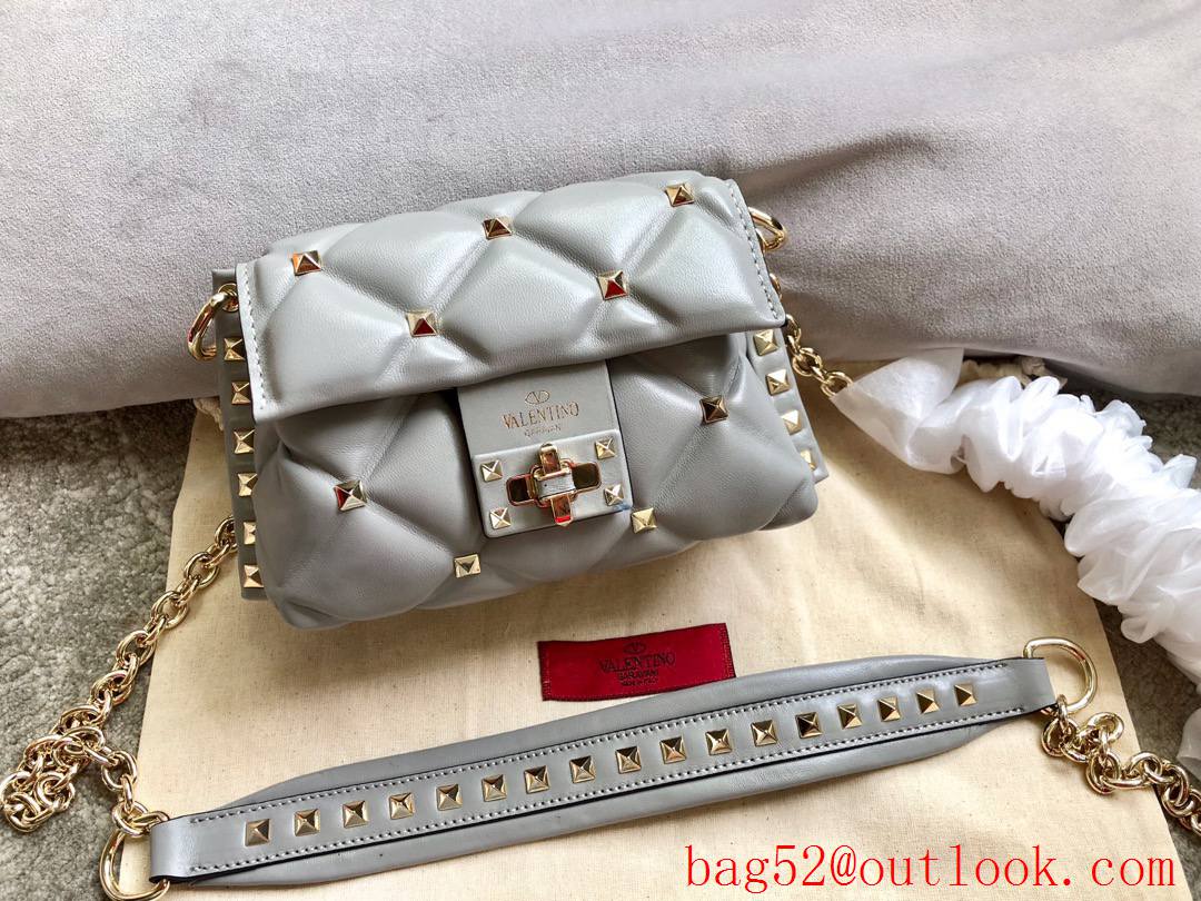 Valentino Garavani Mini Shoulder Bag Rockstud Leather Handbag Gray
