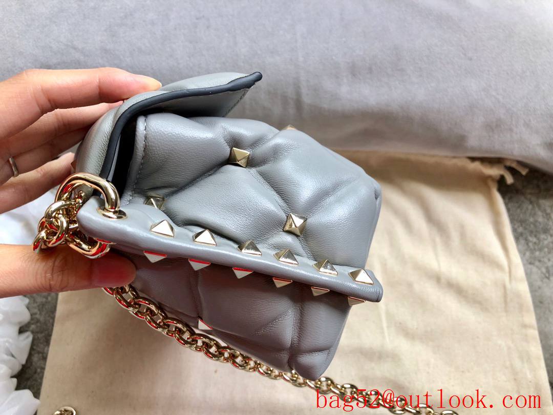 Valentino Garavani Mini Shoulder Bag Rockstud Leather Handbag Gray