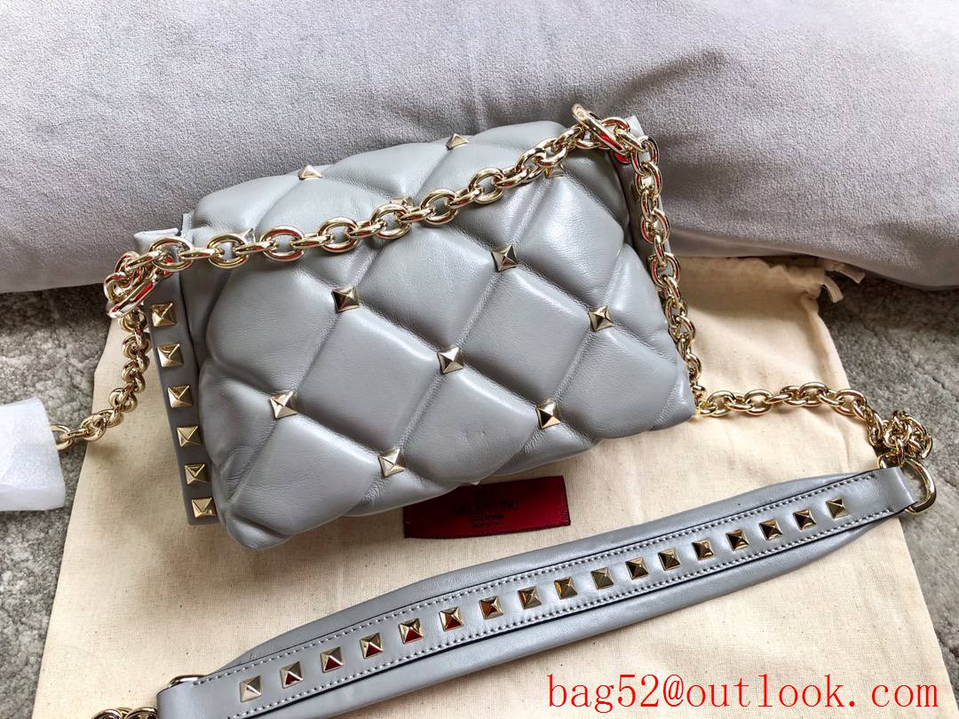 Valentino Garavani Mini Shoulder Bag Rockstud Leather Handbag Gray