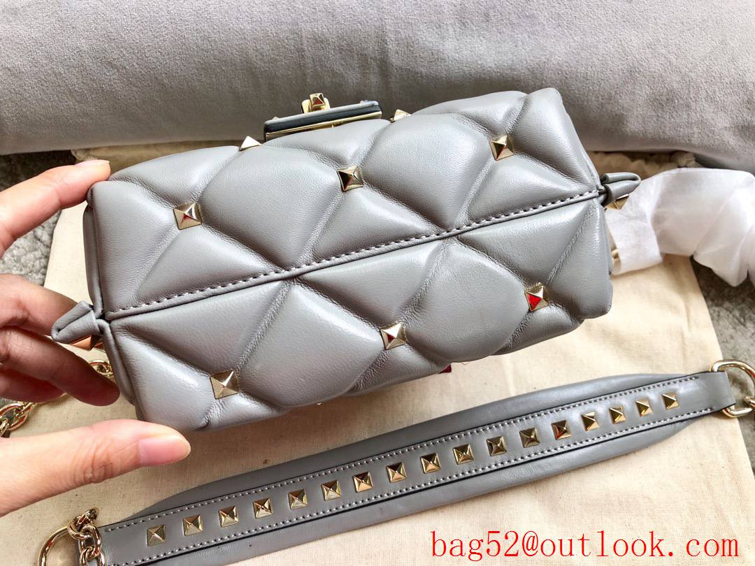 Valentino Garavani Mini Shoulder Bag Rockstud Leather Handbag Gray