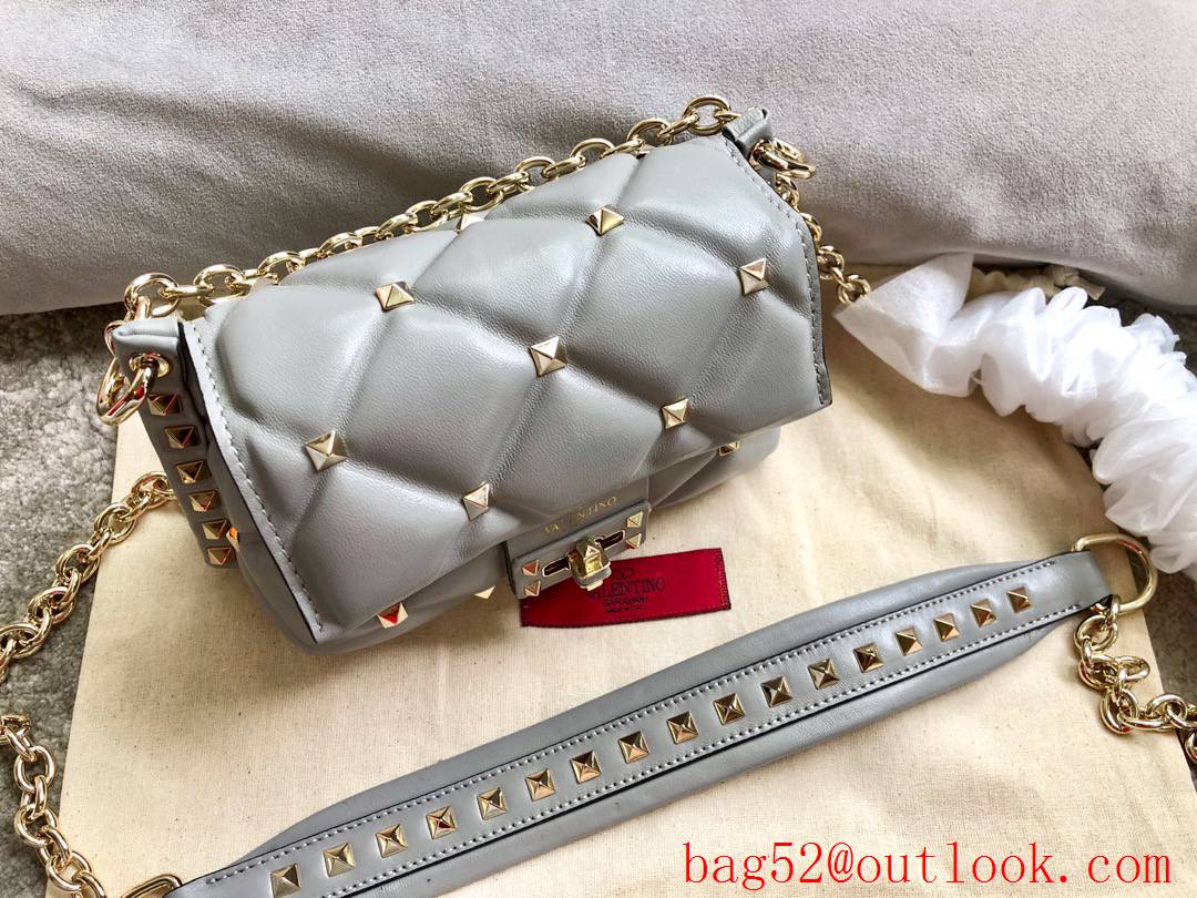 Valentino Garavani Mini Shoulder Bag Rockstud Leather Handbag Gray