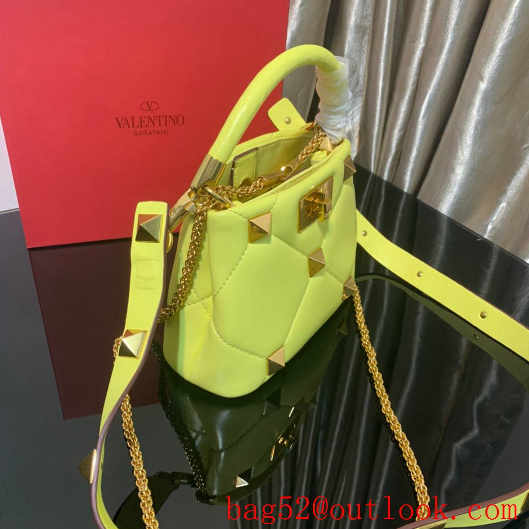 Valentino Mini Roman Stud The Handle Bag In Nappa Yellow 520