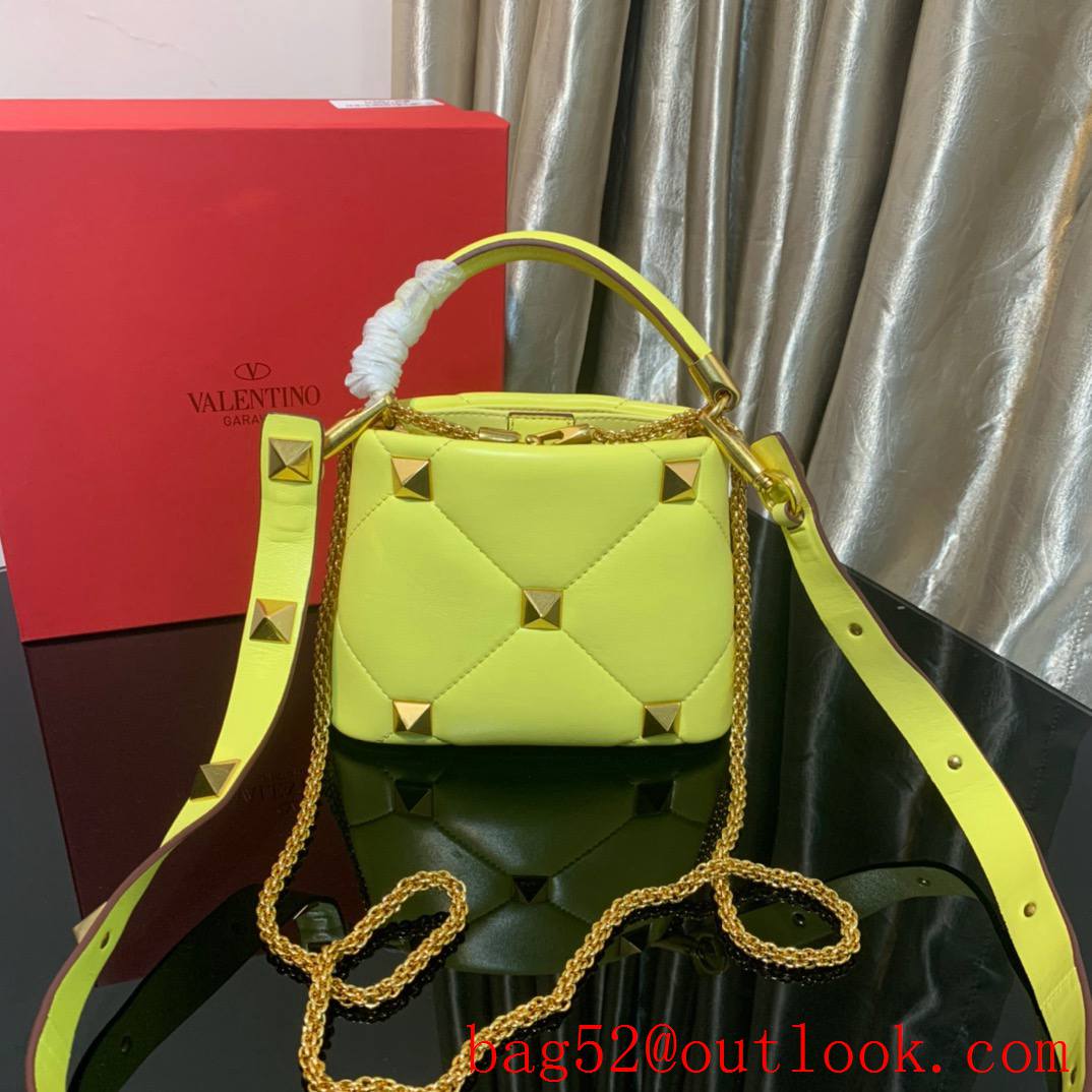 Valentino Mini Roman Stud The Handle Bag In Nappa Yellow 520