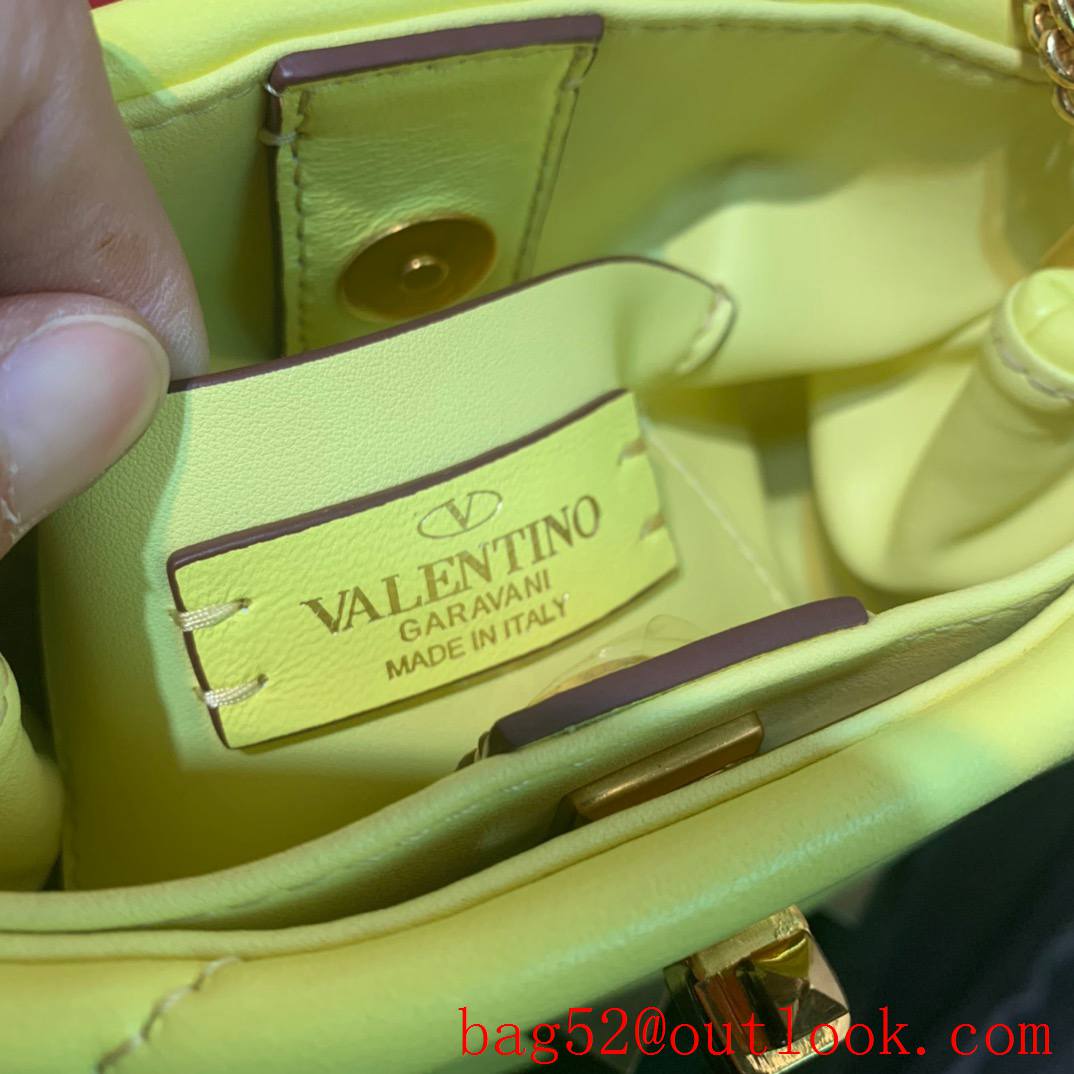 Valentino Mini Roman Stud The Handle Bag In Nappa Yellow 520