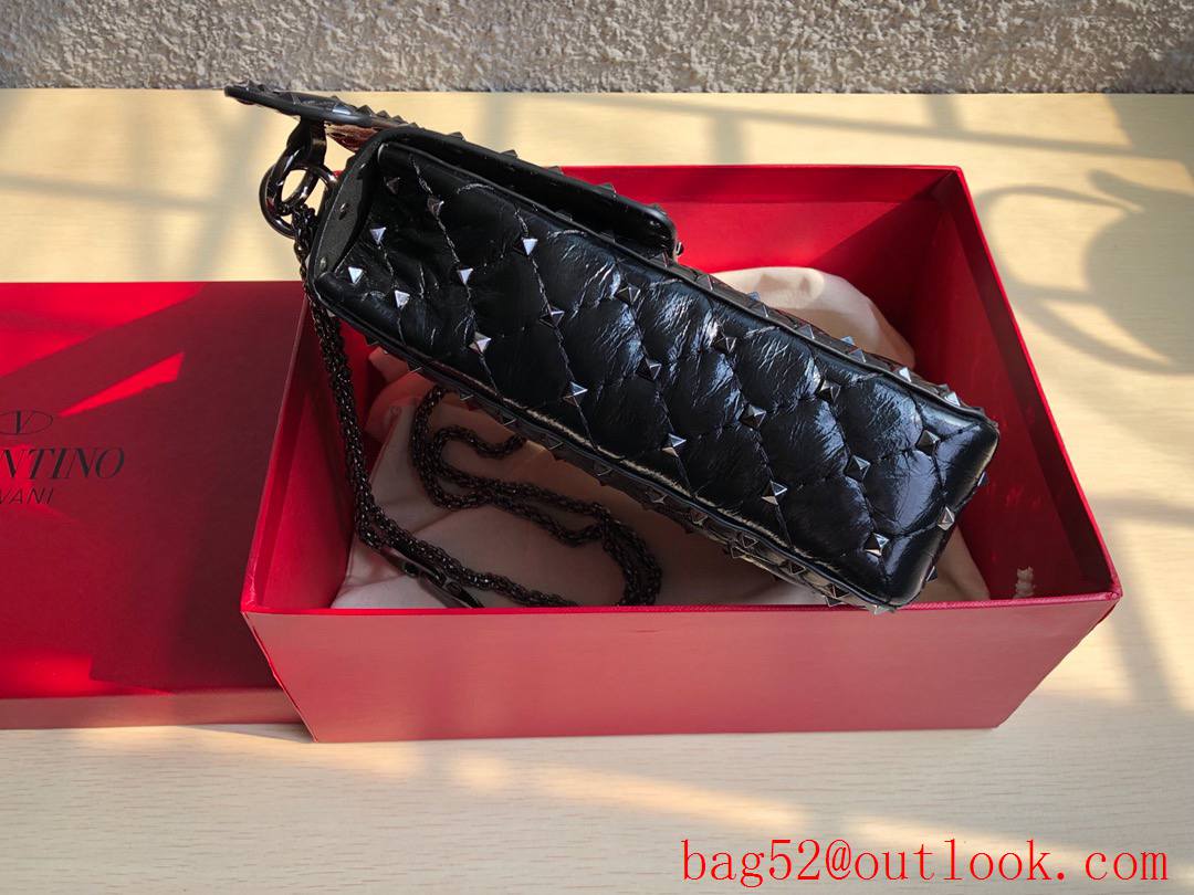 Valentino Rockstud Spike Mini Shoulder Bag with Chain black Tonal Studs
