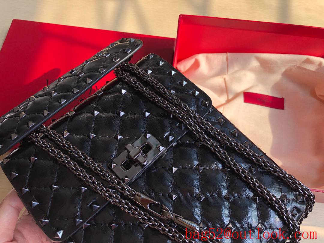 Valentino Rockstud Spike Mini Shoulder Bag with Chain black Tonal Studs