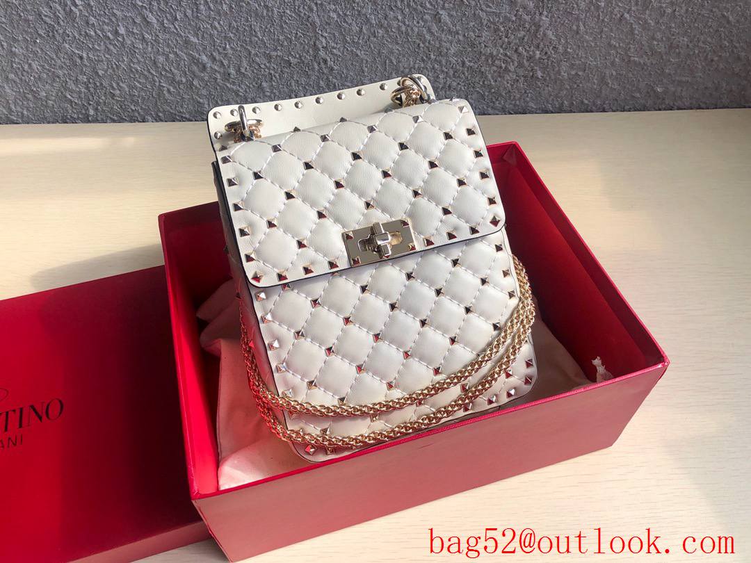 Valentino Rockstud Spike Mini Shoulder Bag with Chain White