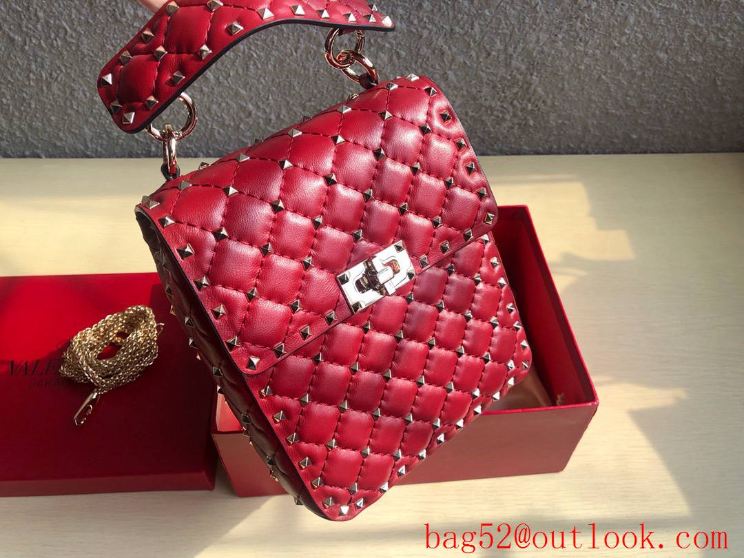 Valentino Rockstud Spike Mini Shoulder Bag with Chain Red