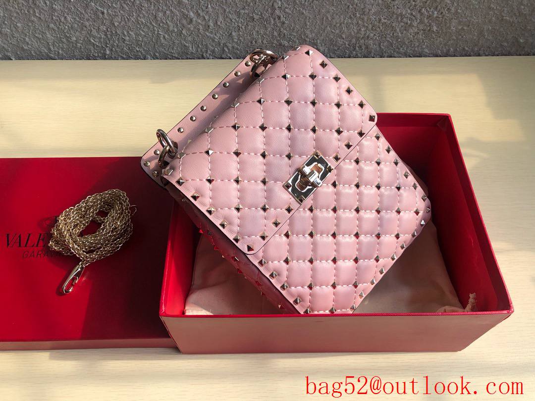 Valentino Rockstud Spike Mini Shoulder Bag with Chain Pink