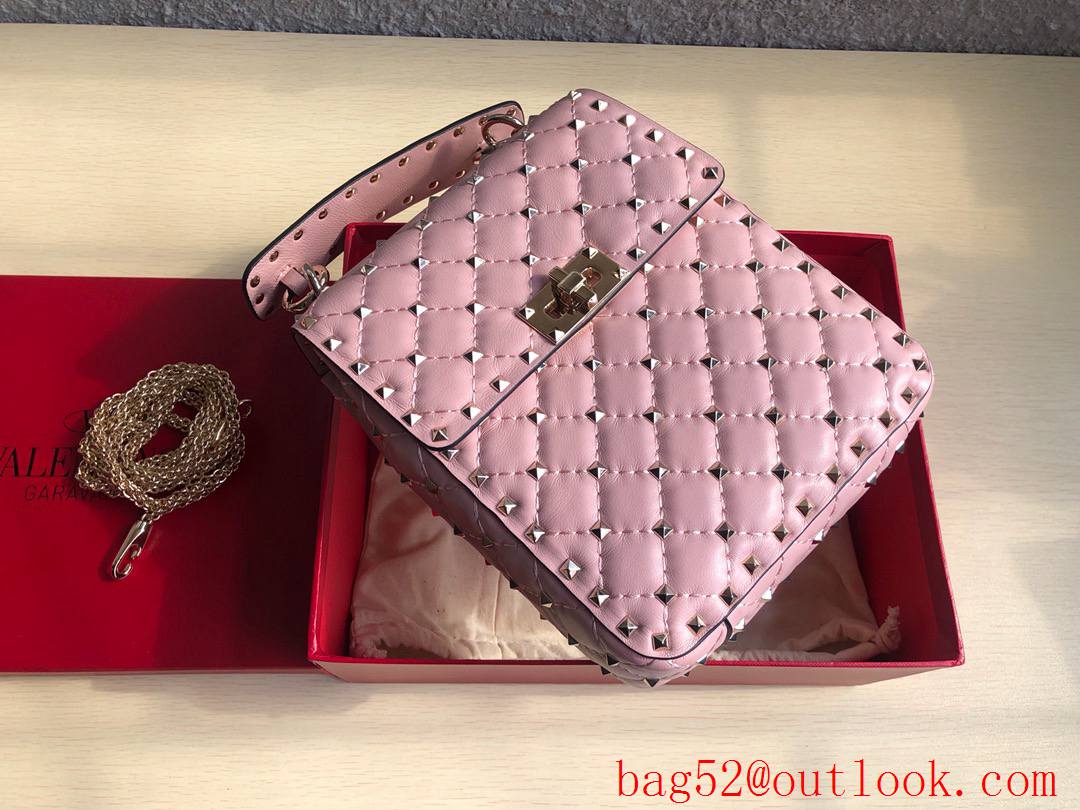 Valentino Rockstud Spike Mini Shoulder Bag with Chain Pink