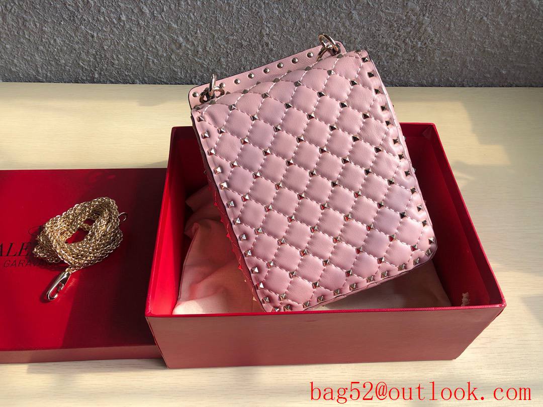 Valentino Rockstud Spike Mini Shoulder Bag with Chain Pink