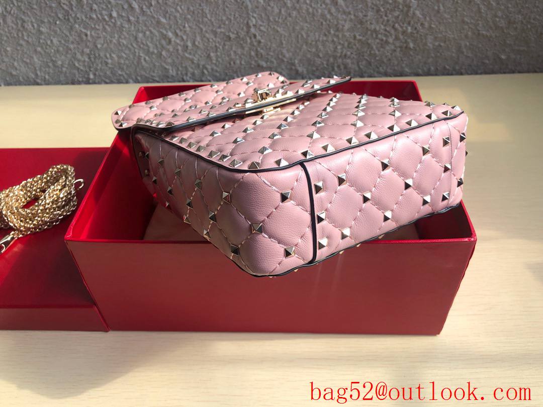 Valentino Rockstud Spike Mini Shoulder Bag with Chain Pink