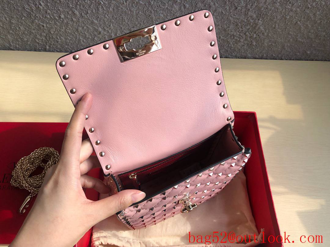 Valentino Rockstud Spike Mini Shoulder Bag with Chain Pink