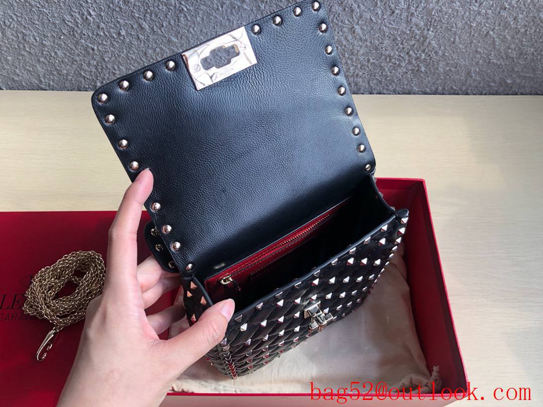 Valentino Rockstud Spike Mini Shoulder Bag with Chain black 