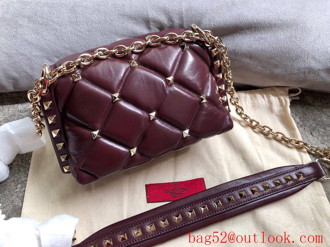 Valentino Garavani Mini Shoulder Bag Rockstud Leather Handbag Wine