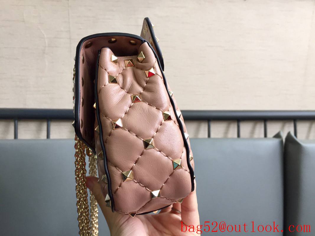 Valentino Rockstud Spike Small Shoulder Bag with Chain Nude