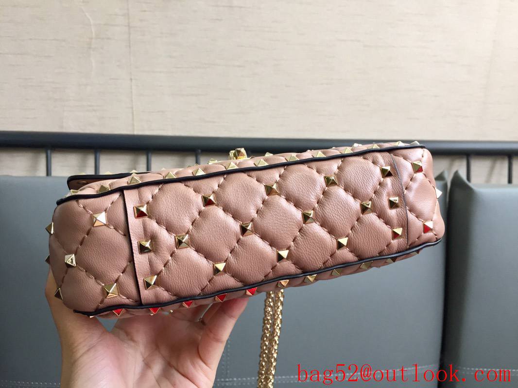 Valentino Rockstud Spike Small Shoulder Bag with Chain Nude