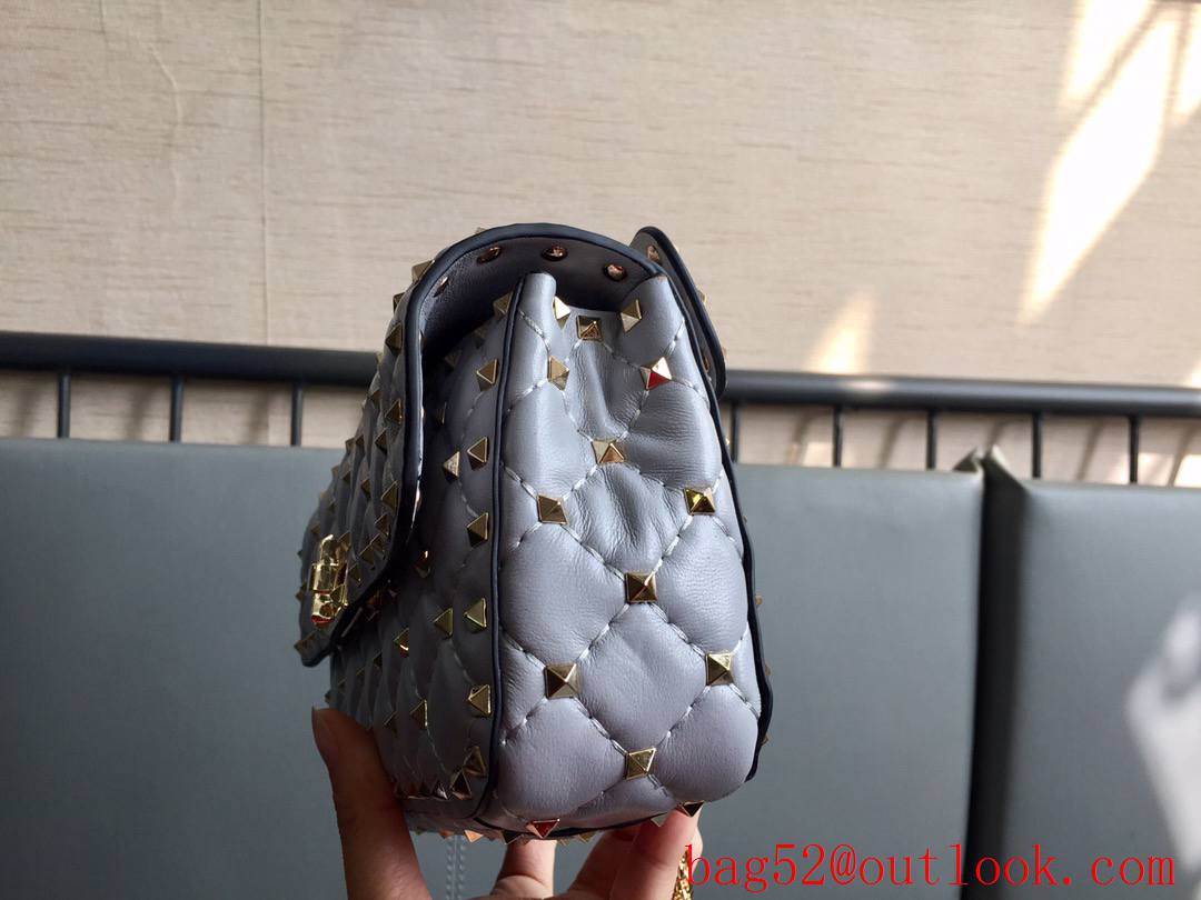 Valentino Rockstud Spike Small Shoulder Bag with Chain Gray
