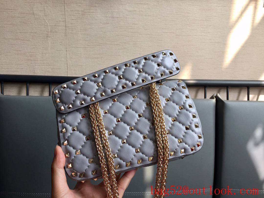 Valentino Rockstud Spike Small Shoulder Bag with Chain Gray