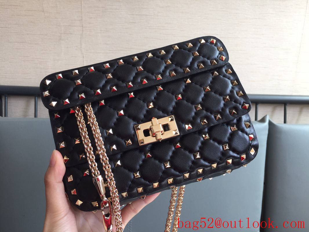 Valentino Rockstud Spike Small Shoulder Bag with Chain Black