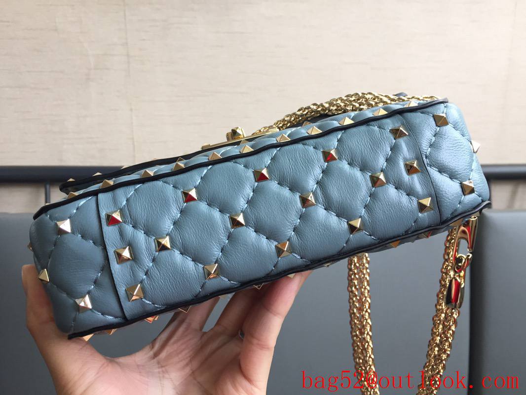 Valentino Rockstud Spike Small Shoulder Bag with Chain Blue