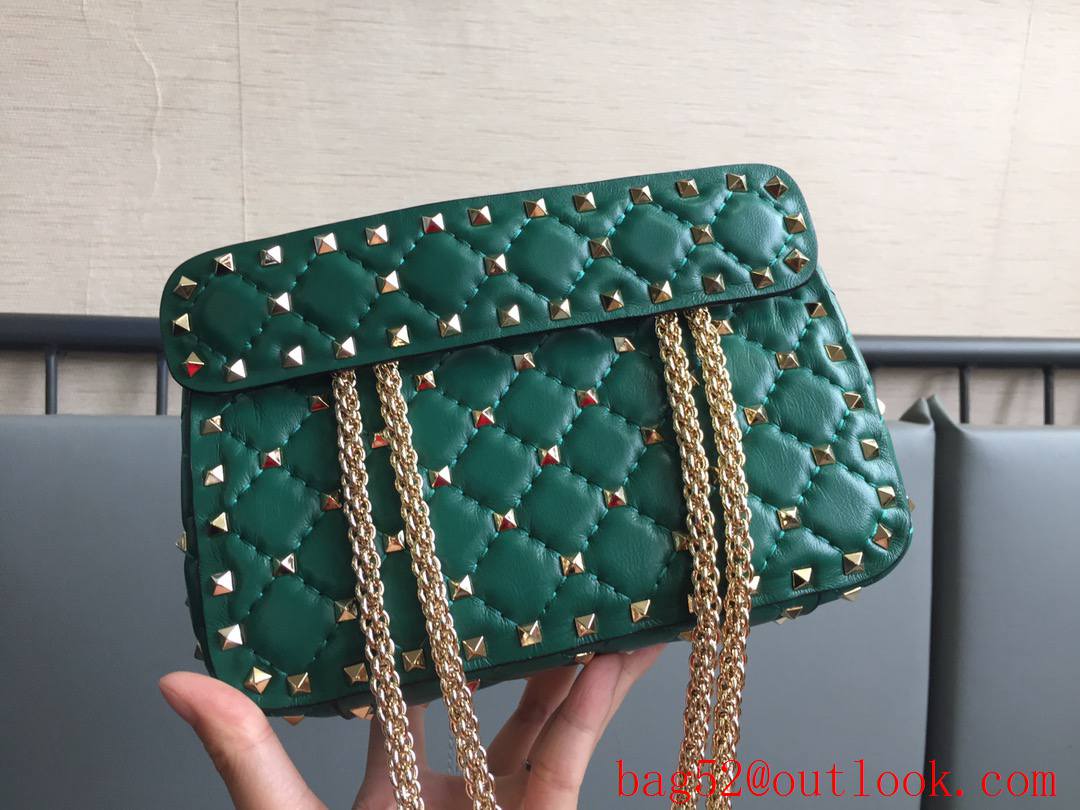 Valentino Rockstud Spike Small Shoulder Bag with Chain Green