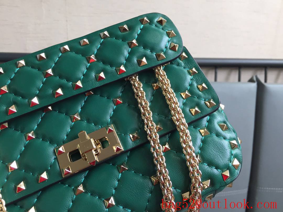 Valentino Rockstud Spike Small Shoulder Bag with Chain Green
