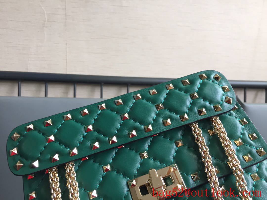 Valentino Rockstud Spike Small Shoulder Bag with Chain Green