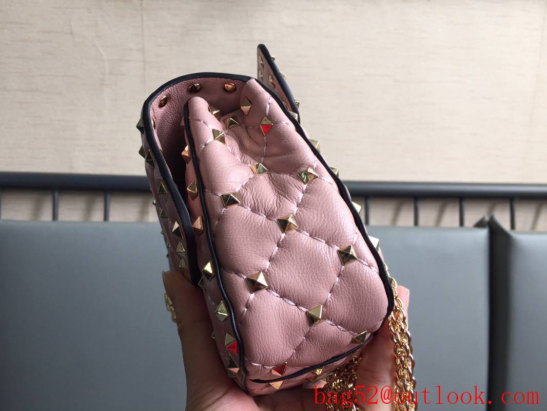 Valentino Rockstud Spike Small Shoulder Bag with Chain Pink