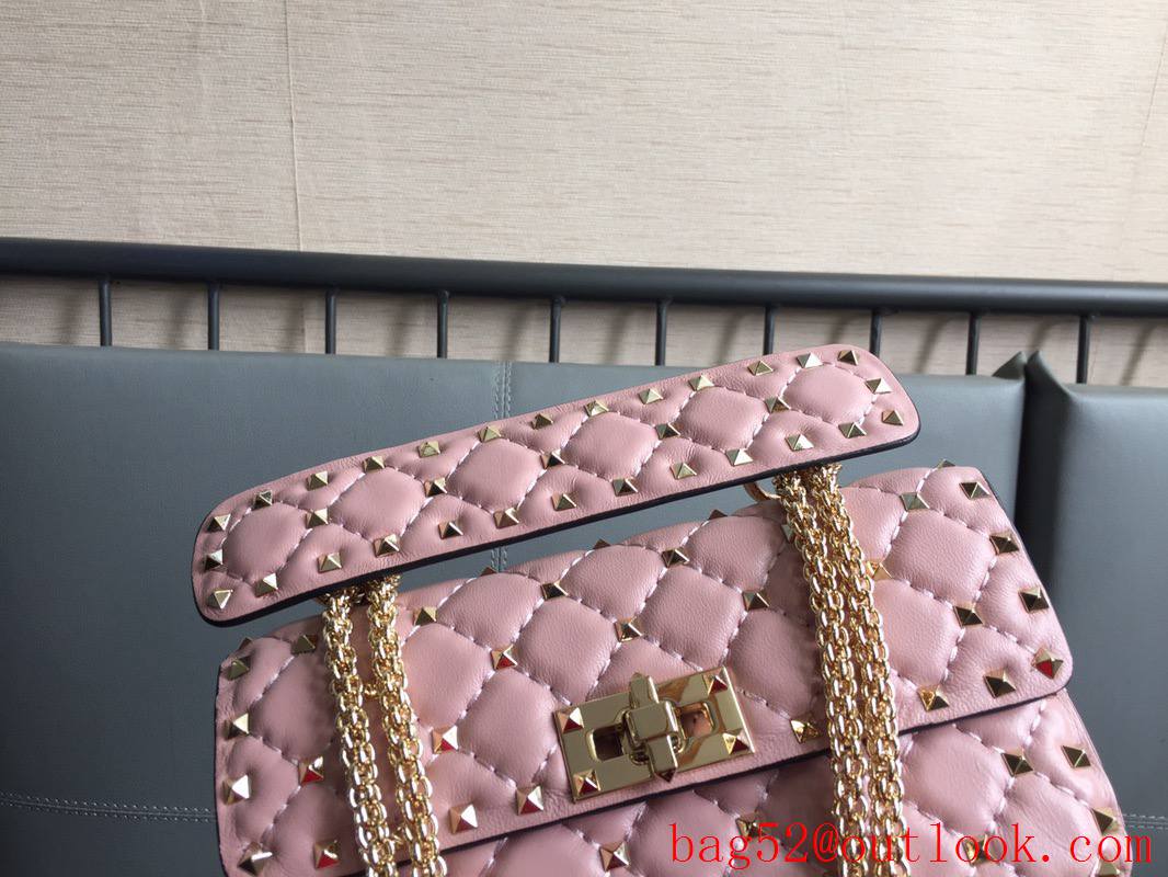 Valentino Rockstud Spike Small Shoulder Bag with Chain Pink