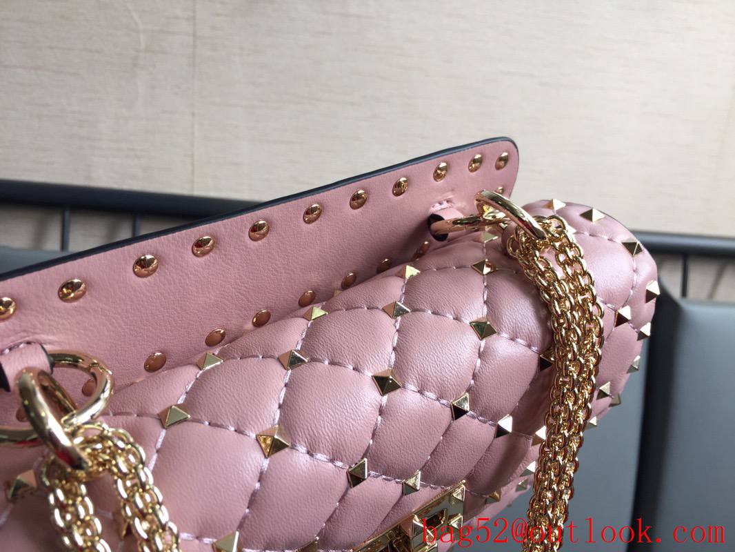 Valentino Rockstud Spike Small Shoulder Bag with Chain Pink